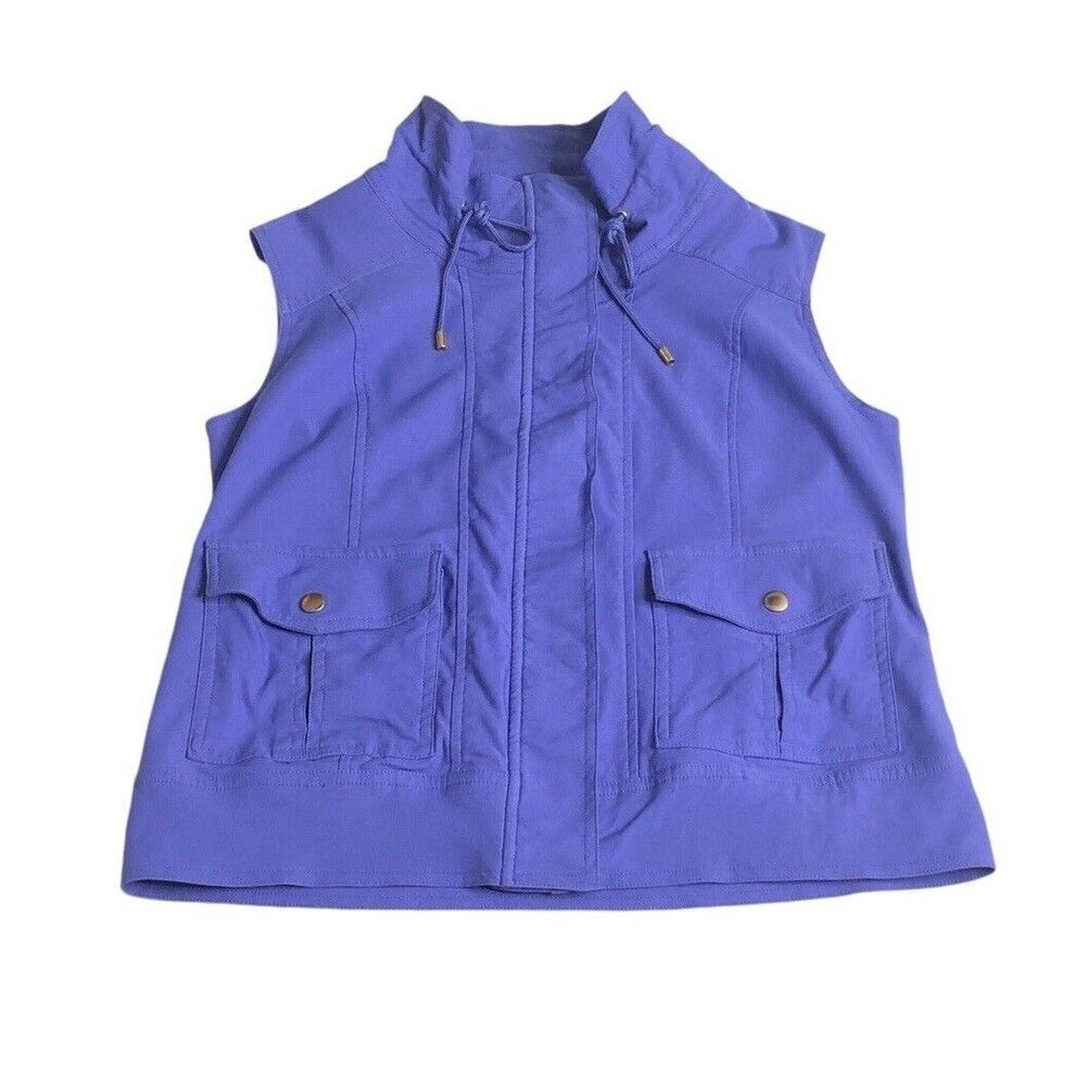 Drapers & Damons Vest Womens Petite Small Purple Full Zip Snap Stretch Classic